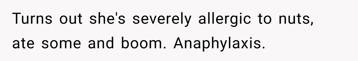 She Brought Peanut Noodles to Work… and Her Coworker Ended Up in the Hospital. The Truth? Wild! Turns out she's severely allergic to nuts, ate some and boom. Anaphylaxis.