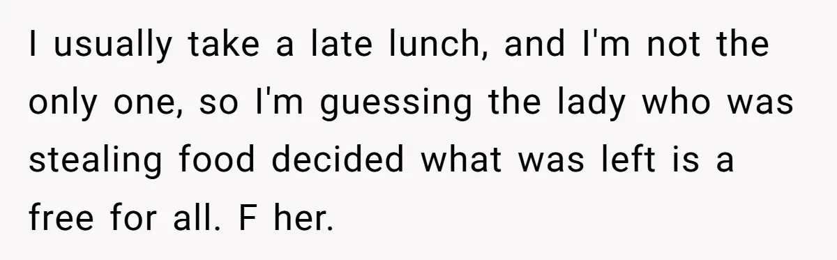 She Brought Peanut Noodles to Work… and Her Coworker Ended Up in the Hospital. The Truth? Wild! I usually take a late lunch, and I'm not the only one, so I'm guessing the lady who was stealing food decided what was left is a free for all....