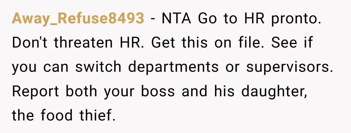 She Brought Peanut Noodles to Work… and Her Coworker Ended Up in the Hospital. The Truth? Wild! Away_Refuse8493 − NTA Go to HR pronto. Don't threaten HR. Get this on file. See if you can switch departments or supervisors. Report both your boss and his daughter, the...