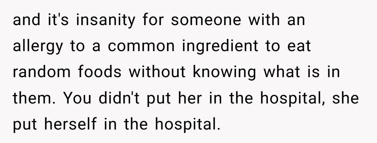 She Brought Peanut Noodles to Work… and Her Coworker Ended Up in the Hospital. The Truth? Wild! and it's insanity for someone with an allergy to a common ingredient to eat random foods without knowing what is in them. You didn't put her in the hospital, she...