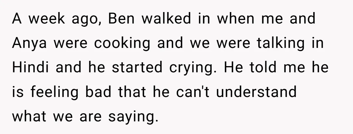 Her Husband Wants Their Daughter Punished… for Speaking Her Native Language?! The Internet Exploded. A week ago, Ben walked in when me and Anya were cooking and we were talking in Hindi and he started crying. He told me he is feeling bad that...
