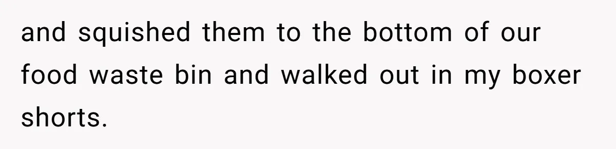 Woman Leaves Job Mid-Shift After Being Told She Can’t Rest, Even With Medical Proof and squished them to the bottom of our food waste bin and walked out in my boxer shorts.
