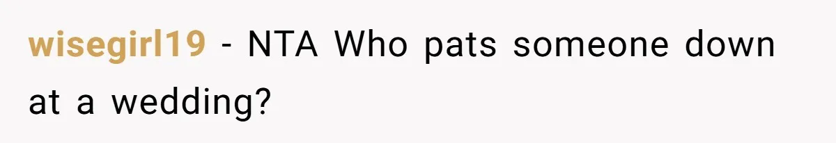 wisegirl19 − NTA Who pats someone down at a wedding?