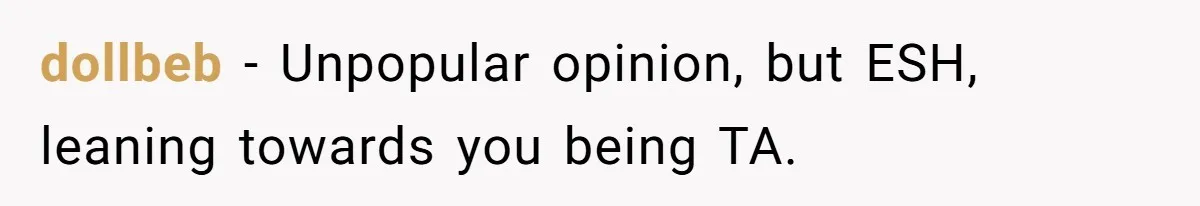 dollbeb − Unpopular opinion, but ESH, leaning towards you being TA.