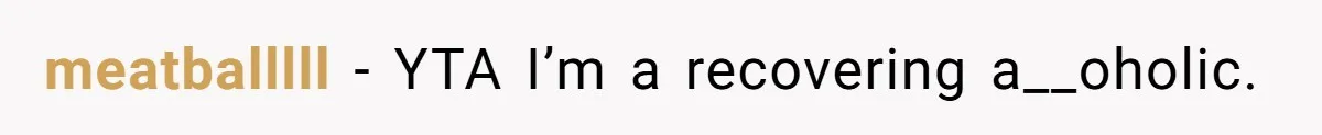 meatballlll − YTA I’m a recovering a__oholic.