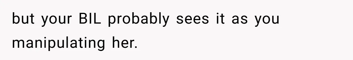 but your BIL probably sees it as you manipulating her.