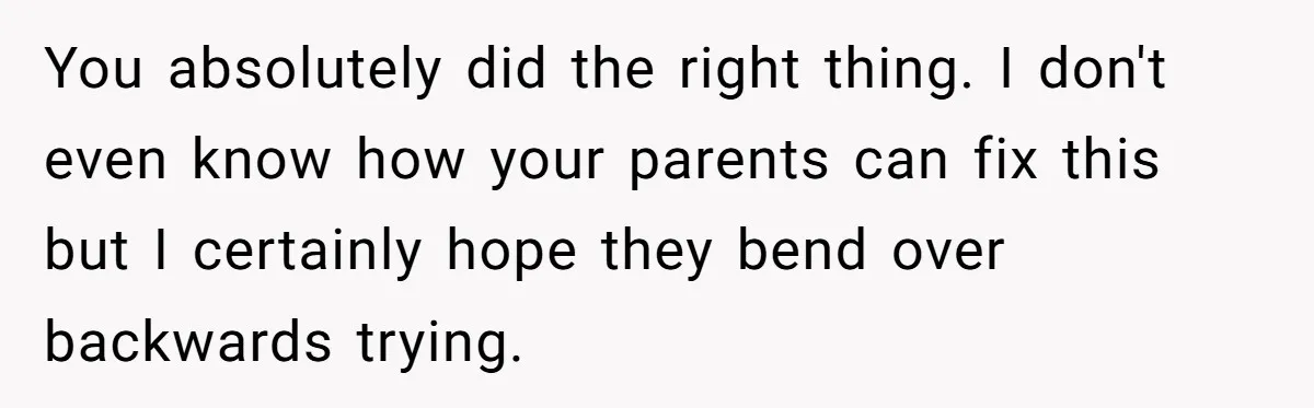 Parents Call Son's New Baby Their “First Grandchild”, Daughter Cancels Thanksgiving On The Spot You absolutely did the right thing. I don't even know how your parents can fix this but I certainly hope they bend over backwards trying.