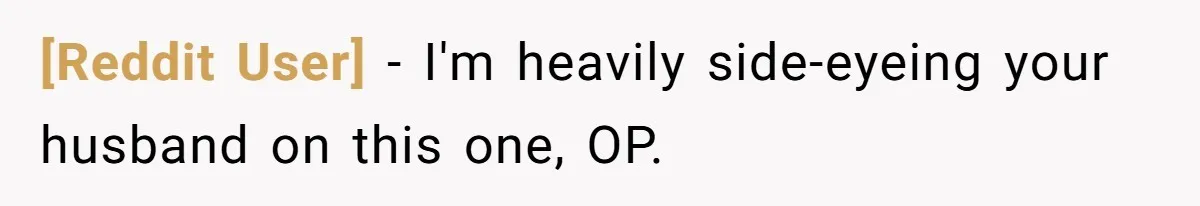 [Reddit User] − I'm heavily side-eyeing your husband on this one, OP.
