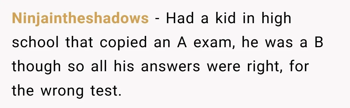 Senior Notices Cheater Invade Their Desk And Quietly Sets The Ultimate Finals Revenge Trap Ninjaintheshadows − Had a kid in high school that copied an A exam, he was a B though so all his answers were right, for the wrong test.
