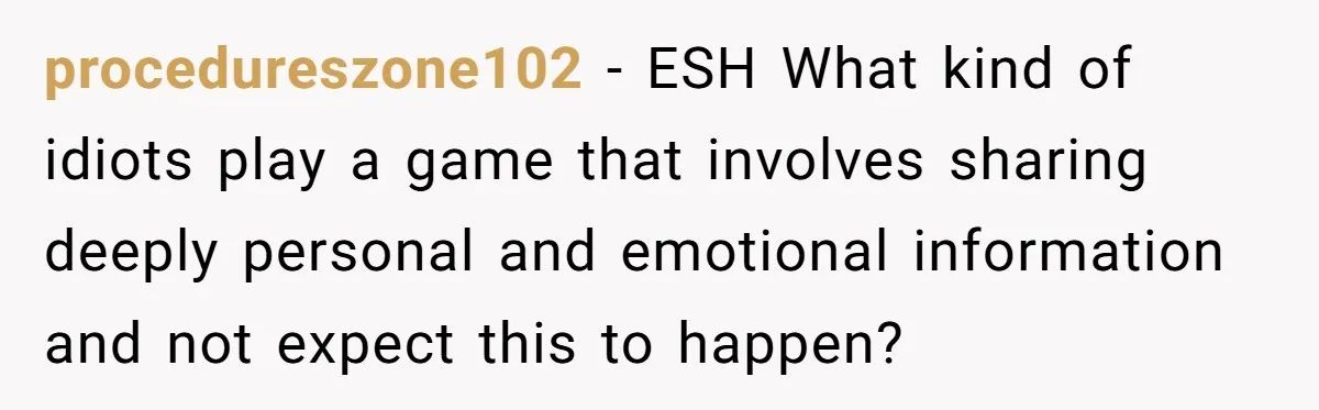 Host Shocks Game Night After Stranger Calls Her “Privileged” For Hiding Her Trauma procedureszone102 − ESH What kind of idiots play a game that involves sharing deeply personal and emotional information and not expect this to happen?