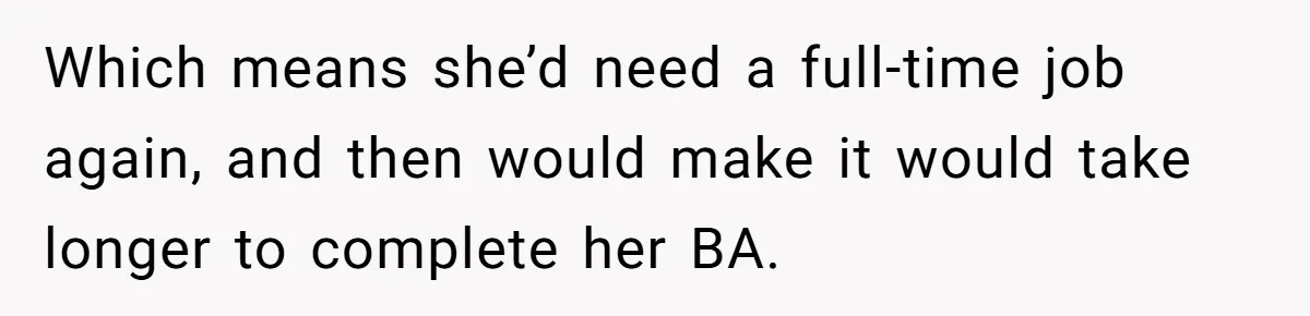 He Helped His Sister Through College, But She Thinks His Grief Timeline Makes Him A Monster Which means she’d need a full-time job again, and then would make it would take longer to complete her BA.
