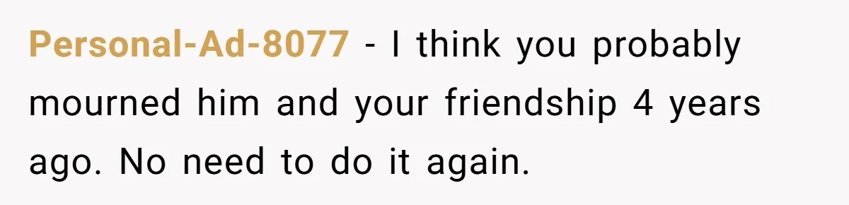 Man Refuses Final Meeting With Ex-Friend Who Plotted To Ruin His Marriage And Finances Personal-Ad-8077 − I think you probably mourned him and your friendship 4 years ago. No need to do it again.