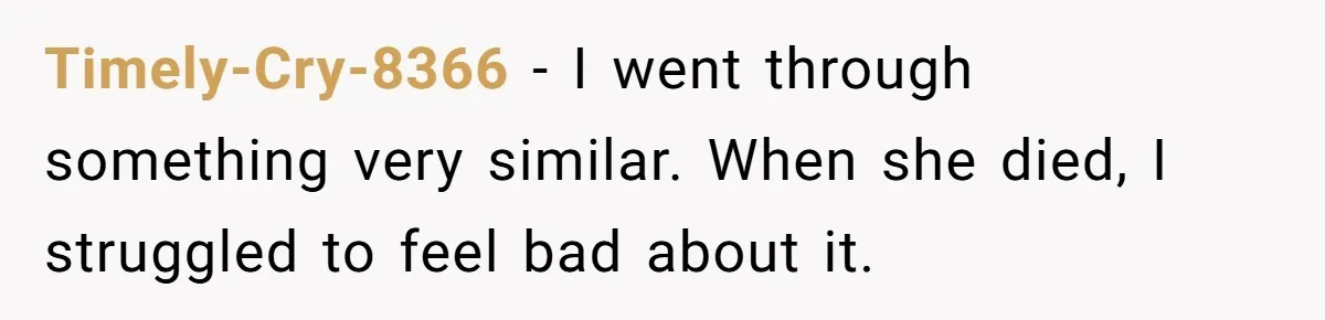 Man Refuses Final Meeting With Ex-Friend Who Plotted To Ruin His Marriage And Finances Timely-Cry-8366 − I went through something very similar. When she died, I struggled to feel bad about it.