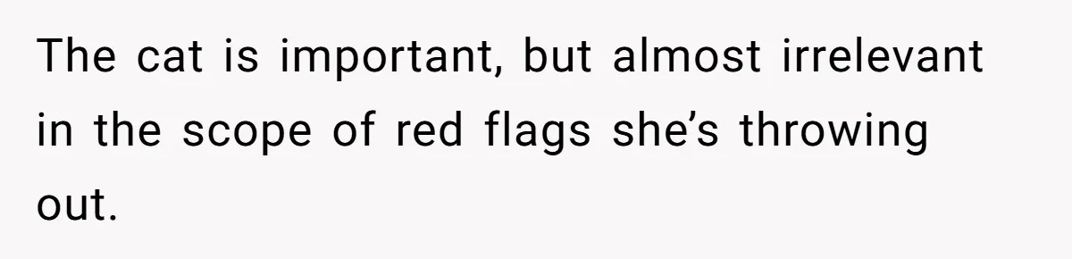 Boyfriend Comes Home To Missing Cat, Learns Girlfriend's Action And Serves Her Eviction Notice The cat is important, but almost irrelevant in the scope of red flags she’s throwing out.