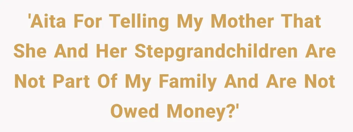 She Told Her Mother That Her Stepfamily Was Not Her Family - And Didn’t Owe Them a Penny 'AITA for telling my mother that she and her stepgrandchildren are not part of my family and are not owed money?'