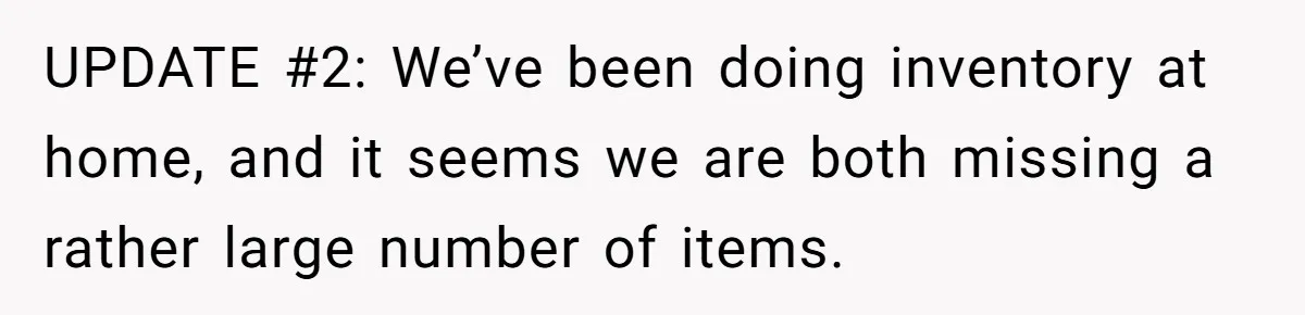 Man Hires Mom To Housesit, Returns To A Disaster Zone And Gets Called Ungrateful UPDATE #2: We’ve been doing inventory at home, and it seems we are both missing a rather large number of items.
