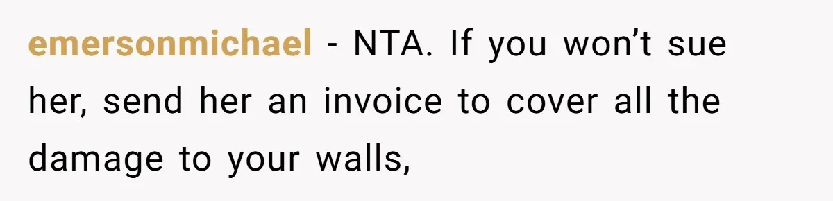 Man Hires Mom To Housesit, Returns To A Disaster Zone And Gets Called Ungrateful emersonmichael − NTA. If you won’t sue her, send her an invoice to cover all the damage to your walls,