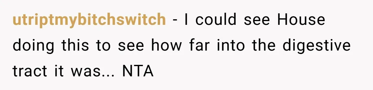 Niece Swallows AirPod, Aunt Connects AirPod To Phone And Tries To Hear It Through Her Stomach utriptmybitchswitch − I could see House doing this to see how far into the digestive tract it was... NTA