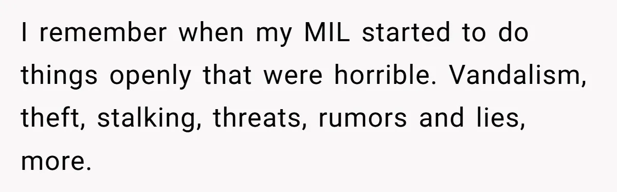 Man Hires Mom To Housesit, Returns To A Disaster Zone And Gets Called Ungrateful I remember when my MIL started to do things openly that were horrible. Vandalism, theft, stalking, threats, rumors and lies, more.