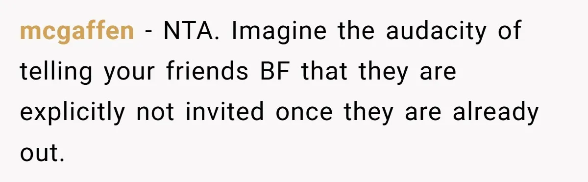 Man Ends Relationship When Girlfriend Leaves Him On Read To Party With Coworker mcgaffen − NTA. Imagine the audacity of telling your friends BF that they are explicitly not invited once they are already out.