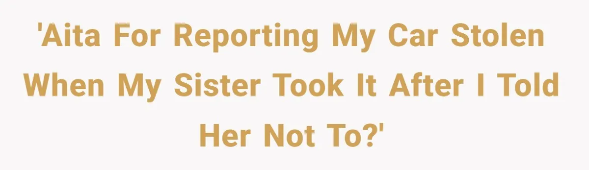 Sibling Lends Sister Car For Months Then Calls Police When She Sneaks Off With It 'AITA for reporting my car stolen when my sister took it after I told her not to?'