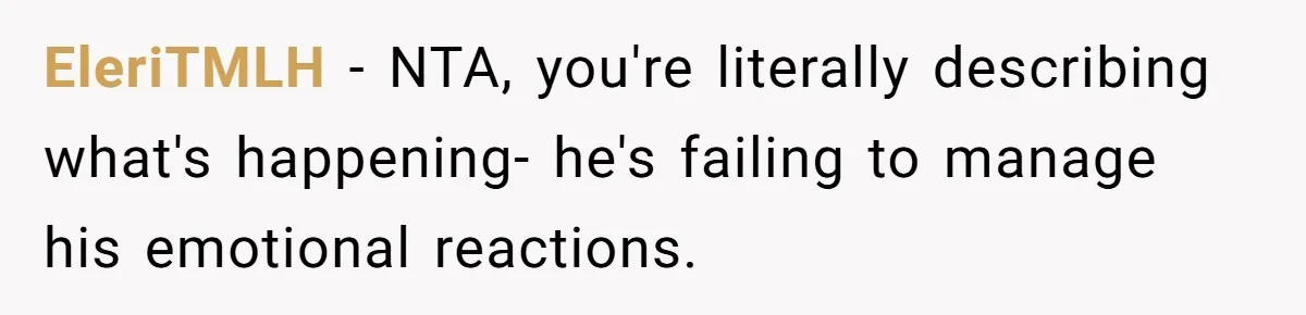 Coworker Explodes After Engineer Calls Him “Emotional,” Office Quietly Takes Her Side EleriTMLH − NTA, you're literally describing what's happening- he's failing to manage his emotional reactions.