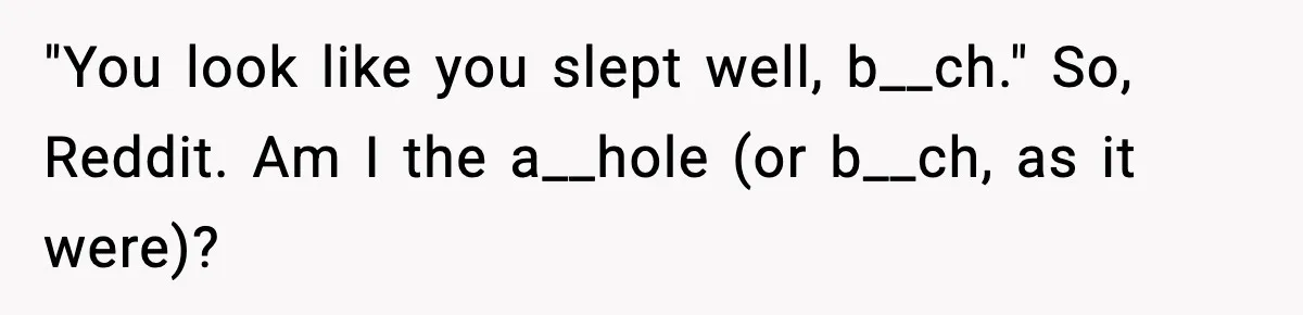 Traveler Refuses To Give Up Empty Row, Exhausted Mom Calls Her A ‘B**ch’ On Landing "You look like you slept well, b__ch." So, Reddit. Am I the a__hole (or b__ch, as it were)?