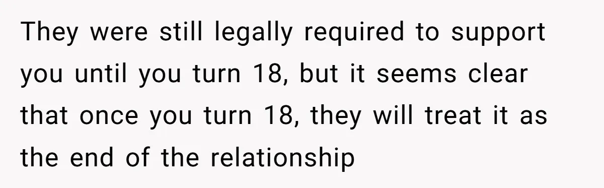 Adopted Teen Asks Parents About His Missing College Fund And Unearths Years Of Quiet Favoritism They were still legally required to support you until you turn 18, but it seems clear that once you turn 18, they will treat it as the end of the...
