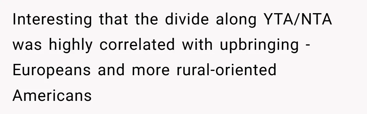 Uncle Lets 3-Year-Old Taste Beer At Cookout, Chaos Erupts As She Won’t Stop Drinking Interesting that the divide along YTA/NTA was highly correlated with upbringing - Europeans and more rural-oriented Americans