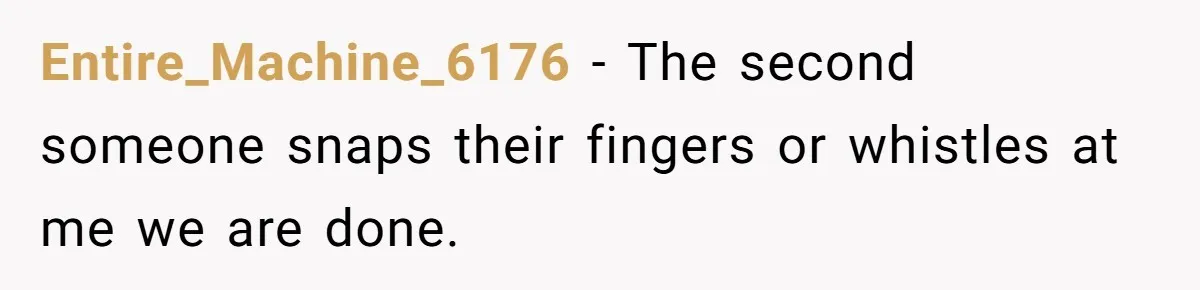 Entitled Mom Mistakes Random Visitor For Daycare Worker And Demands She Gets Fired Immediately Entire_Machine_6176 − The second someone snaps their fingers or whistles at me we are done.