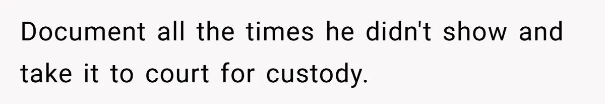 Daycare Nearly Kicks Out Toddler After Dad’s No-Shows, But He Blames Mom For “Abandoning” Him Document all the times he didn't show and take it to court for custody.