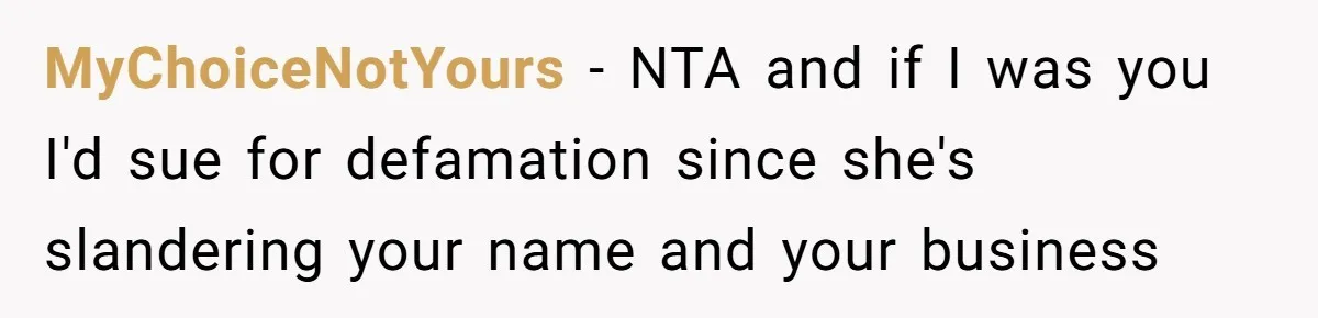 Kind Baker Gifts Free Wedding Photos Then Refuses After Bride’s Crew Ruins Her Entire Life MyChoiceNotYours − NTA and if I was you I'd sue for defamation since she's slandering your name and your business