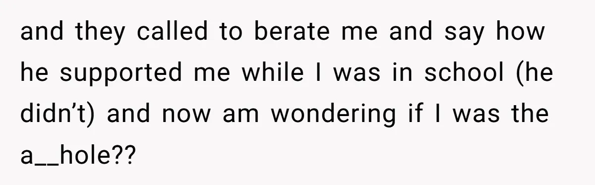 He Forced Her to Sign a Prenup - Now He Wants Her Money After She Bought a Car in Cash and they called to berate me and say how he supported me while I was in school (he didn’t) and now am wondering if I was the a__hole??