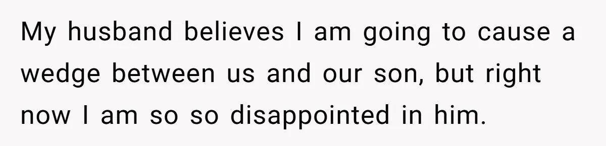 She Called Her Foster Kids ‘Not Real Family’ - So the MIL Banned Her From the House Forever My husband believes I am going to cause a wedge between us and our son, but right now I am so so disappointed in him.