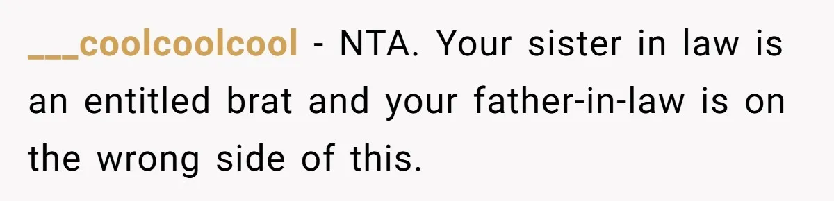 He Got Stuck With a $171 Breakfast Bill After His SIL ‘Forgot’ to Pay - So He Made Her Venmo Him on the Spot ___coolcoolcool − NTA. Your sister in law is an entitled brat and your father-in-law is on the wrong side of this.