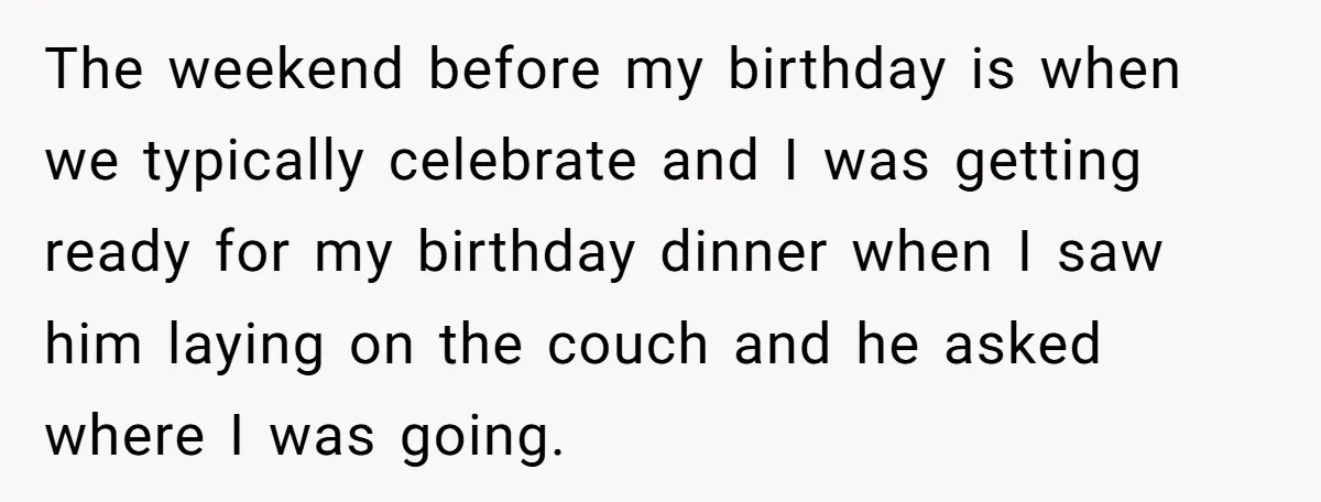 Wife Of 20 Years Threatens Divorce After Husband's Surprising 'Gift' On Milestone Birthday The weekend before my birthday is when we typically celebrate and I was getting ready for my birthday dinner when I saw him laying on the couch and he asked...