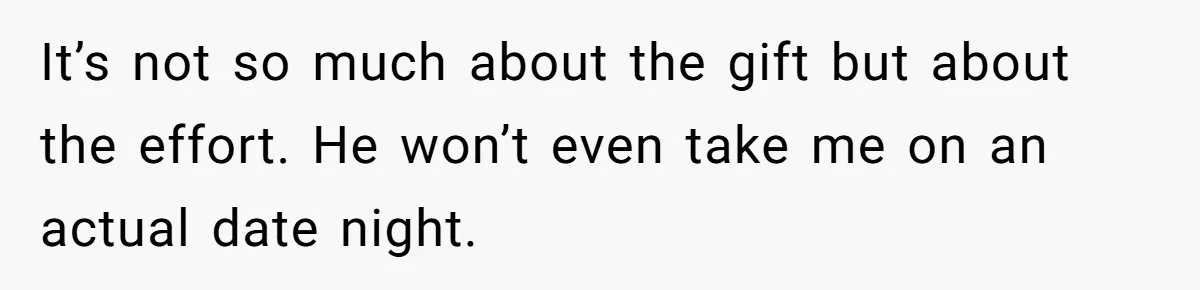 Wife Of 20 Years Threatens Divorce After Husband's Surprising 'Gift' On Milestone Birthday It’s not so much about the gift but about the effort. He won’t even take me on an actual date night.