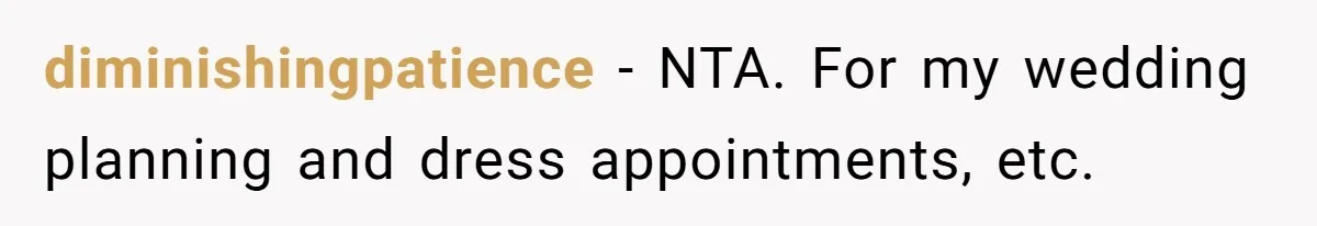 Bride Refuses To Name Stepmom “Mom Of The Bride,” Dad Says Her Real Mom Shouldn’t Be Hurt diminishingpatience − NTA. For my wedding planning and dress appointments, etc.