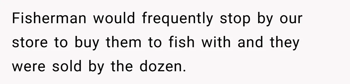 Customer Accuses Worker Of Shorting Her On Fish, Finds Out The Truth The Hard Way Fisherman would frequently stop by our store to buy them to fish with and they were sold by the dozen.