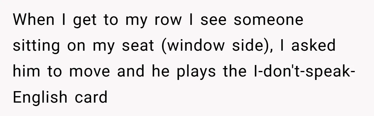 Traveler Surrenders Window Seat To Rude Passenger, Then Blocks Entire Aisle With Fake Nap Revenge When I get to my row I see someone sitting on my seat (window side), I asked him to move and he plays the I-don't-speak-English card