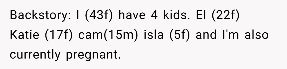 Mom Refuses To Let Daughter Use College Fund For Wedding Or House, Is She Right? Backstory: I (43f) have 4 kids. El (22f) Katie (17f) cam(15m) isla (5f) and I'm also currently pregnant.