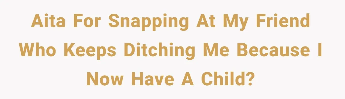 Stay At Home Mom Expects Friend To Cater To Her Mom Life; Friend Pushes Back AITA for snapping at my friend who keeps ditching me because I now have a child?