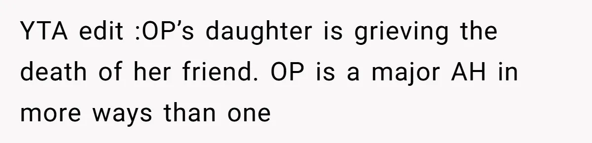 Dad Calls 23-Year-Old Daughter “A Brat” After She Cries Over Birthday Candles, Family Turns On Him YTA edit :OP’s daughter is grieving the death of her friend. OP is a major AH in more ways than one