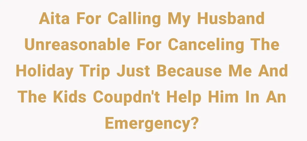 Husband Cancels Christmas Trip After Wife And Teens Refuse To Help During Medical Emergency AITA for calling my husband unreasonable for canceling the holiday trip just because me and the kids coupdn't help him in an emergency?