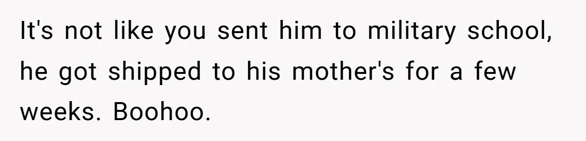 “I Won’t Be a Simp”: Teen Refuses to Iron Clothes and Gets a Major Reality Check It's not like you sent him to military school, he got shipped to his mother's for a few weeks. Boohoo.