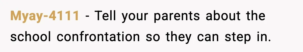 Teen Babysitter Outsmarts Negligent Parents After Midnight No-Show Myay-4111 - Tell your parents about the school confrontation so they can step in.