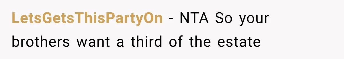 Parents Expect Daughter To Become Disabled Sister’s Lifetime Guardian, She Demands Full Inheritance LetsGetsThisPartyOn − NTA So your brothers want a third of the estate