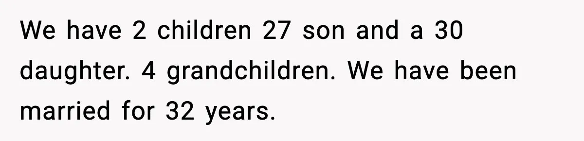 Wife’s 28-Year Secret Shatters a Family After a DNA Test We have 2 children 27 son and a 30 daughter. 4 grandchildren. We have been married for 32 years.