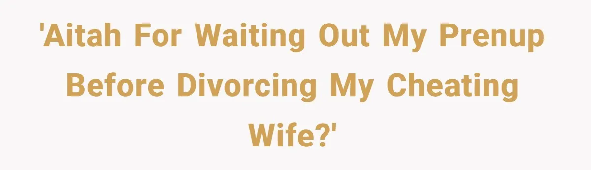 Wife Cheats For Eight Years, Then Accuses Husband Of “Blindsiding” Her With Divorce 'AITAH for waiting out my prenup before divorcing my cheating wife?'