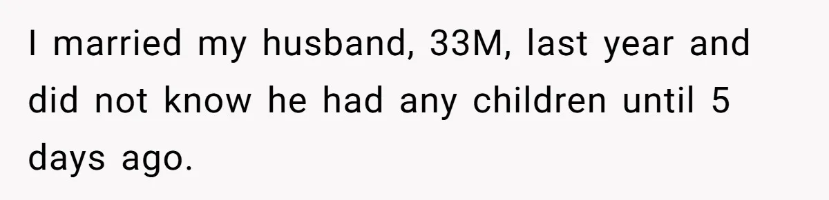Wife Threatens Divorce When Husband Demands She Raise Kids He Hid From Her I married my husband, 33M, last year and did not know he had any children until 5 days ago.